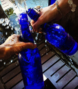 Blue Bottle Love Glass Water Bottle