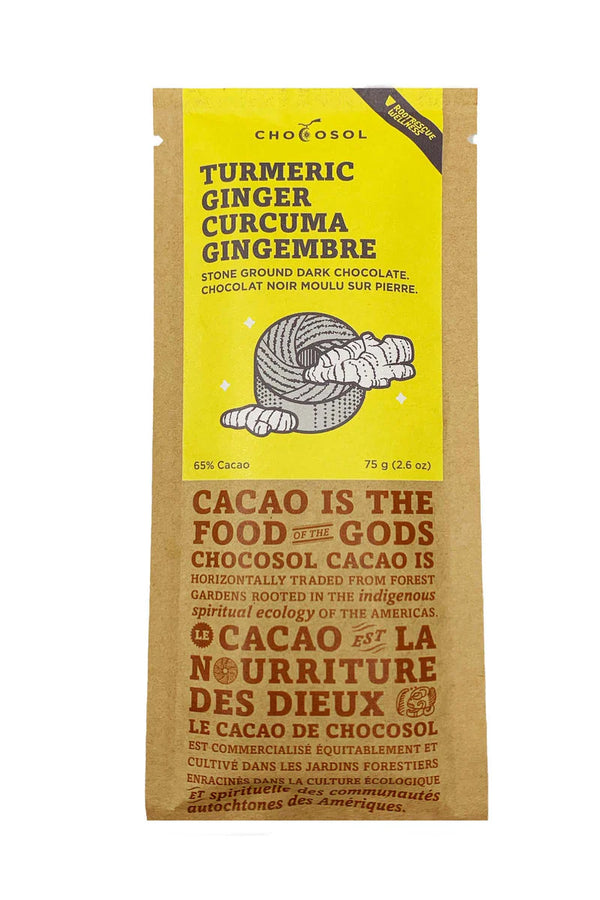 Chocosol Turmeric Ginger Stone Ground Dark Chocolate