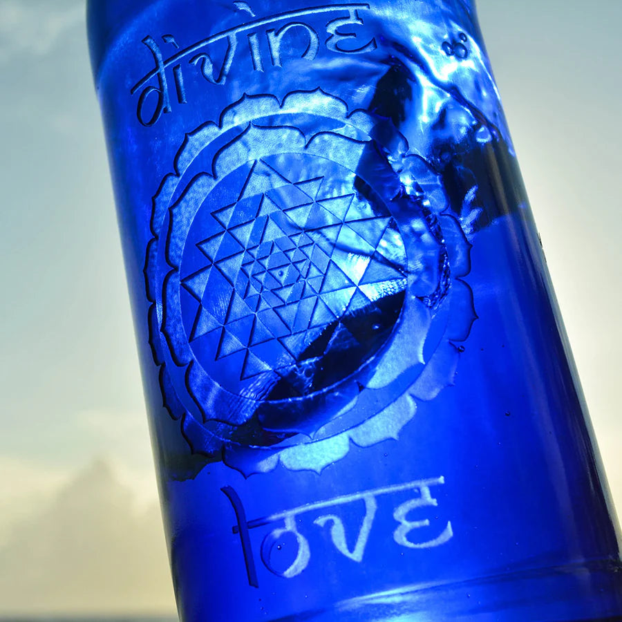 Blue Bottle Love Glass Water Bottle